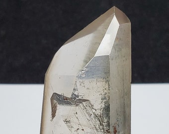 Starbrary Shaman Quartz Crystal Serra De Minas Brazil- Smokey Hue, Garden Mossy Chlorite, Unique Key- 9.5 cm Long- Partial Polish- SS7
