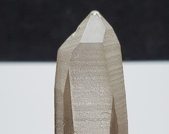 Unpolished Light Smokey Lemurian Quartz Crystal, Corinto Brazil- Classic Matte Luster, Beautiful Lines- 5.3 cm Long- SR1
