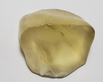 Libyan Desert Glass Impactite, Tektite- 11.4 Grams- Top Quality Piece from Egypt- Rich Color, Flat Back, Palm Stone- G27