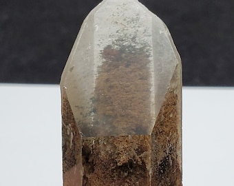 Shaman Quartz Crystal Serra De Minas Brazil- Smokey Bands, Mossy Garden Inclusions, Beautiful Colors- 7 cm Long- Partial Polish- SS5