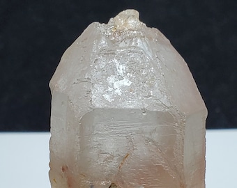Hydrothermal Etched, Dissolution Quartz Crystal- 6.5 cm Long- Serra Do Cabral Mountains, Brazil- Pinkish Hue, Corroded- HD59