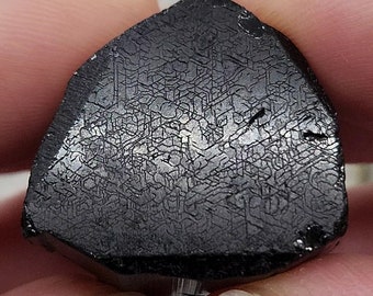 Black Tourmaline, Pakistan- 31.9 Grams- Patterned Termination, Well formed, Lustrous, Tapestry or Circuit Pattern, Sacred Geometry- EB8
