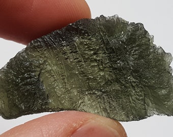 Moldavite Tektite 9 Grams or 45 Carats- Czech Republic- Excellent Color and Texture, Unique 'Footprint' Shape- Synergy Stone- M#10