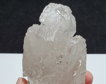 Dissolution Quartz Crystal 3.9 in or 10 cm Long- Serra Do Cabral, Brazil- Trigonic, Large, Hydrothermal Etched Corroded, 'Ice Quartz'- HD58