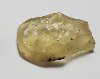 Libyan Desert Glass Impactite, Tektite From Egypt- 13.3 Grams- Semi Flat, Unique Texture, Palm Stone- G13