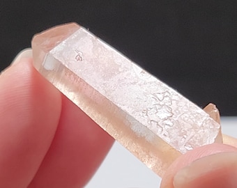 Peach Pink Lemurian Quartz- 1.8in or 4.6cm Long- Serra Do Cabral Mountains Brazil- Lightly Etched Base, Beautiful Peach Hue- PL6