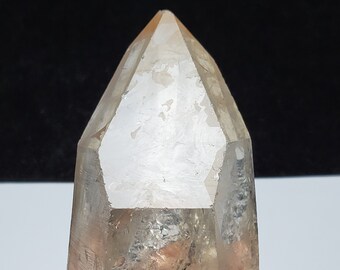 Quartz Crystal Light Tangerine Hue- 266.5 Grams- Brazil- Bargain Price- Unique Formations, Milky Inclusions, Many with Rainbows- T8