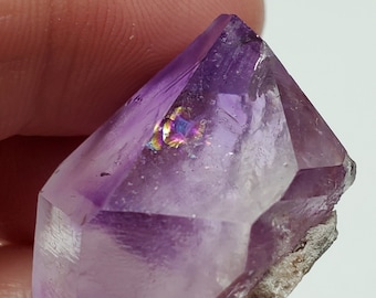 13.9 Grams Beautiful 'Hour Glass' Amethyst Crystal- Tata Province, Morocco- Small Natural Point- Deep Purple Color Phantom- #2