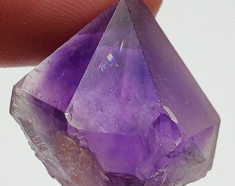 10 Grams Beautiful 'Hour Glass' Amethyst Crystal- Tata Province, Morocco- Small Natural Point- Deep Purple Color Phantom- #6