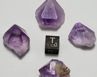 4 Beautiful Small Amethyst Crystal Points- 26.9 Grams- Tata Province, Morocco- 'Hourglass Amethyst' Vivid Colors- #35