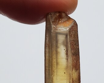 Natural Citrine, Zambia Africa- 3.2 cm Long- Unpolished Rough, Iron Coating Mineralization, Unique Key, Stone of Abundance- B2