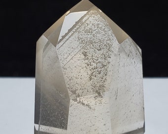 Small Polished Quartz Crystal from Brazil with Chlorite Phantoms- Fully Polished- P81