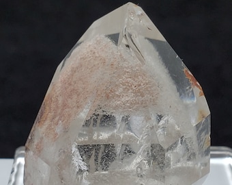 Small Polished Phantom Quartz Crystal from Brazil with White Chlorite Phantoms- Approx. 3 cm, Internal Rainbow, Free Standing- M27