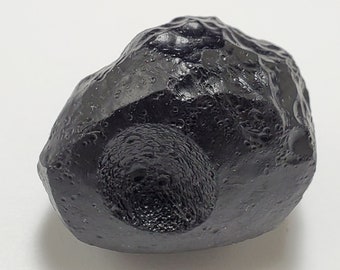 Tektite from Thailand- 25.2 Grams- Thailandite, Indochinite- Slight Sheen, Semi Spherical, Moon Like, Round Palm Stone, Divot- TW12