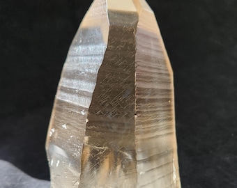 Blue Needle Lemurian Quartz- 13.7 cm Long- Brazil- Unpolished Large Tower, Stands, Museum Quality, Chevron Phantoms Rainbow Mirror, B.N.