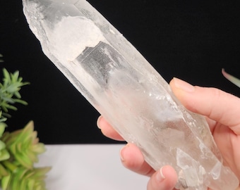Large Scenic Lemurian Quartz- 18.4 cm Long- Serra Do Cabral Mountains Brazil- Green Garden Phantoms Double Terminated ET, Unpolished- LZ1