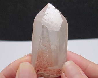 Red Pink Lemurian Quartz- 2.4 inch or 6 cm Long- Serra Do Cabral Mnts. Brazil- Stands on End at Angle, Etched Key- RO3