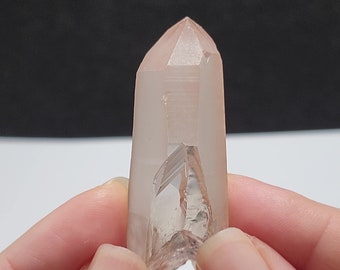 Red Pink Lemurian Quartz- 2.2 inch or 5.5 cm Long- Serra Do Cabral Brazil- Records High Texture Lines, Thumb Key, Muzo, 'Scarlet Temple- RO4