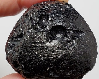 Tektite from Thailand- 46 Grams- Thailandite, Indochinite- Amazing High Relief Texture, Palm Stone, Slight Sheen- TY14