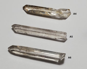 Choose One Laser Quartz Crystal- Gouveia, Brazil- Stunning Clarity, Complex Terminations, Unpolished, Light Hematite Inclusions- (A4-A6)