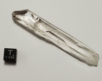 Laser Quartz Crystal 3.3 inch or 8.5 cm Long- Gouveia, Brazil- Wand, Complex Termination, Unpolished, Semi Tabular, Etchings, Keyes- LH3