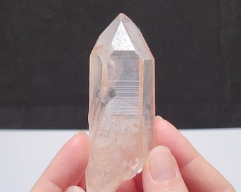 Peach Pink Lemurian Quartz- 3.3in or 8.5cm Long- Serra Do Cabral Mountains Brazil- Large Encoded Keys- PL17
