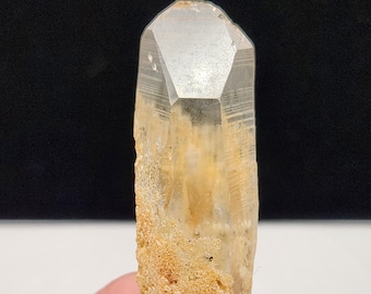 Lemurian Seed Quartz- 2.6inch or 6.6cm Serra Do Cabral Mountains Brazil- Mineralized Root Base, High Texture lines- A5