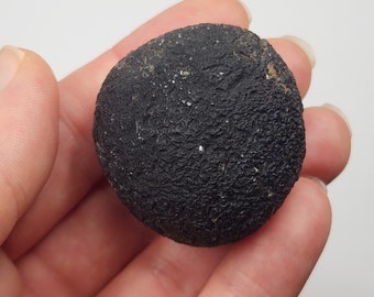 Saffordite 50.8 Grams- "Cintamani Stone" Safford Arizona USA- Dark Black Surface, Ancient Chip, Perfect Palm Stone- Translucent- AG8