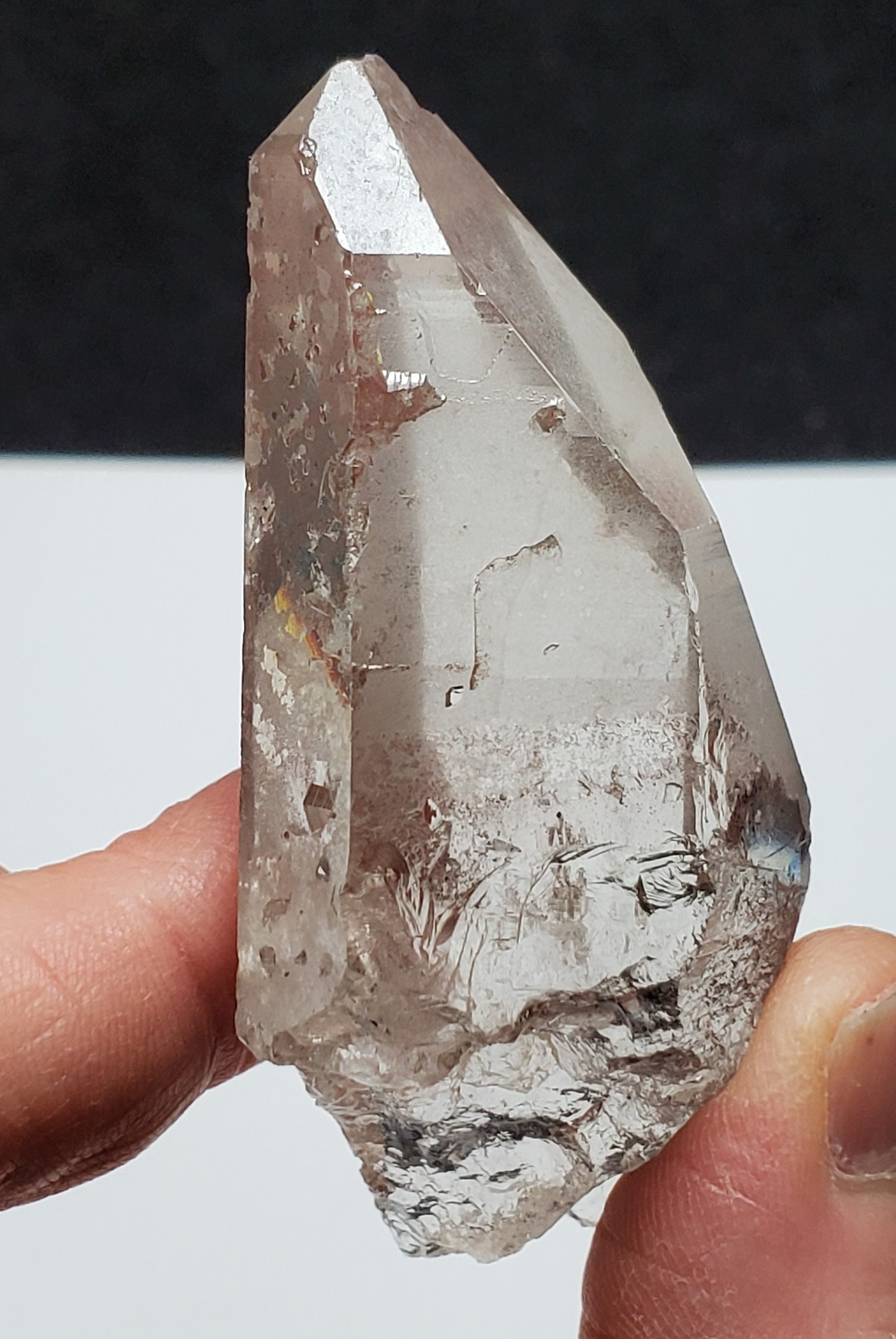 Etched Quartz Crystal 'Cube Codex', Serra Do Cabral, Brazil Strawberry