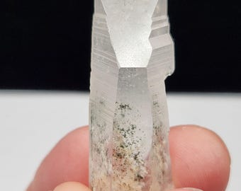 Lemurian Seed Quartz- 1.9inch or 4.9cm- Serra Do Cabral Mountains Brazil- Green Chlorite Mineral Inclusions, Empathic, Spade- A4