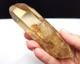 Large Natural Citrine, Zambia Africa- 177.9 Grams 12cm Long- Unpolished, Internal Rainbows, Hand Sized Crystal, Stone of Abundance- AA*