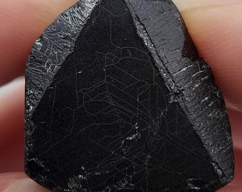 Black Tourmaline, Pakistan- 43.5 Grams- Patterned Termination, Lustrous, Tapestry or Circuit Board Pattern, Sacred Geometry- EB9