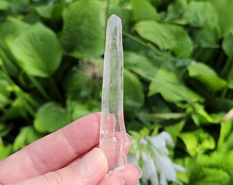 Slender Laser Wand 3.3 inch or 8.5 cm Long from Diamantina Brazil- Crossing Internal Planes Key, Elegant Tapered Crystal Wand- DL10