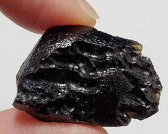 Tektite, from Thailand- 9.6 Grams- Thailandite, Indochinite- Deep Grooves and Branch like Channels, Semi Glossy- TX7
