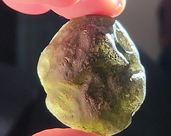 Moravian Moldavite Tektite 33.4 Gram- Slavice, Moravia, Czech Republic- Beautiful, Undulating Surface Texture, Rare Locality- Old Collection