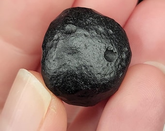 Australite Tektite from South Australia- 9.2 gram- Australasian Impact- Cupcake Shape Core, Moon like Pits, Smooth Tactile Feel- A5