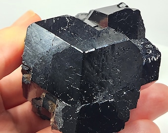Large Black Tourmaline Crystal with Micro Smokey Quartz- Erongo Namibia- 5.6cm Tall, 278.9grams- Geometric Terminated Display Cluster- BL3