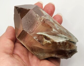 Amphibole Quartz Crystal 3.7in or 9.5cm Long from Brazil- 'Angle Quartz', Dow, Lemurian Fine Line Etchings, Tactile Feel- AA2