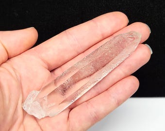 Starbrary Quartz Slender Crystal Wand- 3.75 inch or 9.5 cm Long- Zeca De Souza, Brazil- Dow, Unique Scale Pattern Termination- JA12