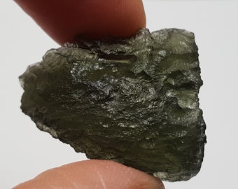 Moldavite Tektite 7.8 Grams or 39 Carats- Czech Republic- Excellent Color, Triangular Shape, Thick Piece, Wormhole- Synergy Stone- M#14