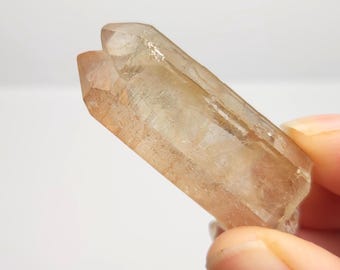 Tangerose 'Tiger Stripe' Quartz Twin: 1.8in or 4.6cm Long, Corinto Brazil, Micro Drusy Side- TE15