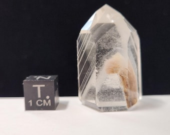 Polished Phantom Quartz: 1.4in or 3.5cm long- Scenic, Standing Petite Tower, Staked Chevrons- R33