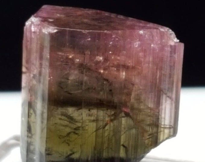 Featured listing image: Tabular Lipstick Liddicoatite Tourmaline Crystal from Madagascar- Watermelon Tourmaline , Semi Flat Terminated Crystal - 4.7 Grams- #3