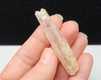 Lemurian Quartz- 2.3inch or 5.9cm long- Serra Do Cabral Mountains Brazil- Rare 'Bunny Ear' Termination, Growth Interference, Etched- LY33