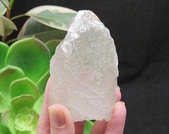 Large Dissolution Quartz Crystal 3.5 in or 9 cm Long- Serra Do Cabral, Brazil- Hydrothermal, Parallel Corrosion Lines, Resistant Heart- HB5