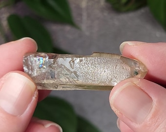 Beautiful 'Tiger Stripe' Quartz Crystal 2inch or 5cm Long- Corinto, Brazil- Light Tangerine, Hydrothermal Etched Empathic Rainbow- LJ7