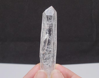 Starbrary Quartz Crystal 3.3in or 8.4cm Long- Corinto, Brazil- Transchanneling Laser Wand, Elestial Hydrothermal Etched Back- EH10