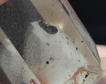 Polished Phantom Quartz: 1.5in or 3.8cm long- Scenic, Standing Petite Tower, Rutile- R11