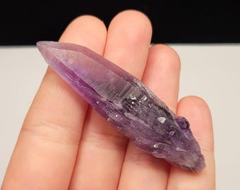 Natural Amethyst Crystal: 6.6cm long Tutu Cliffs Nigeria- Slender, Micro Floret Bouquet like Terminated Base- NA6
