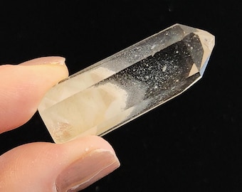 Polished Phantom Quartz: 1.7in or 4.3cm long- Manifestation, Creamy Sandy Color Inclusions- R26